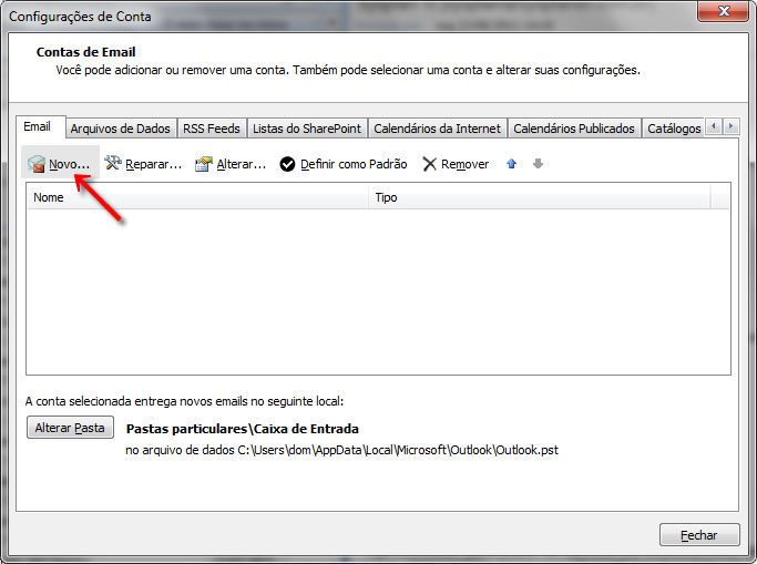 Configurando seu E-mail no Windows Outlook 2007 - Passo 2