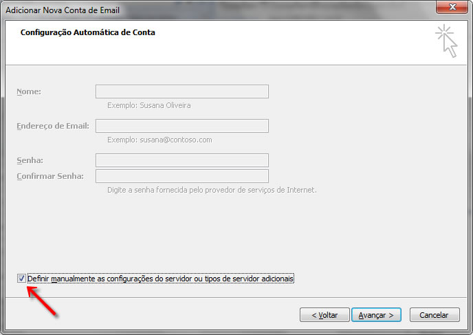 Configurando seu E-mail no Windows Outlook 2007 - Passo 3