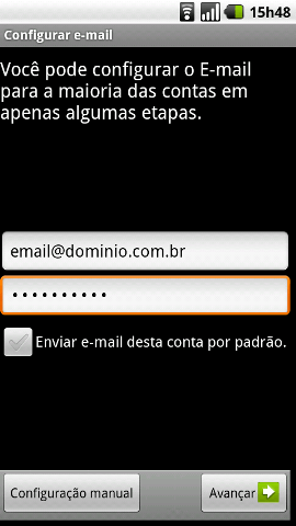 Configurar email Android - Passo 2