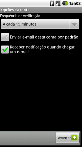 Configurar email Android - Passo 6