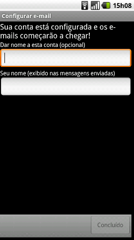 Configurar email Android - Passo 7