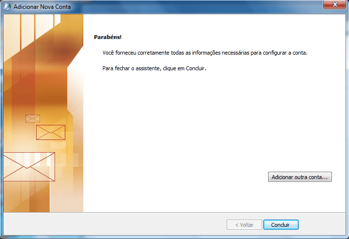 Configurando seu E-mail no Windows Outlook 2010 - Passo 9