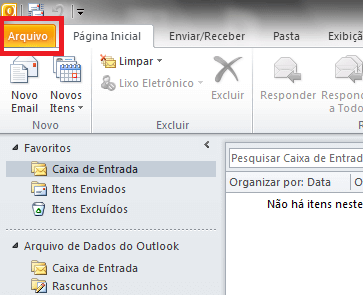 Configurando seu E-mail no Windows Outlook 2010 - Passo 1