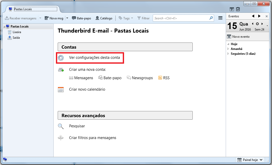 Configurando seu E-mail no Mozilla Thunderbird - Passo 1