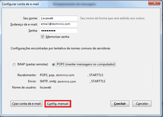 Configurando seu E-mail no Mozilla Thunderbird - Passo 5